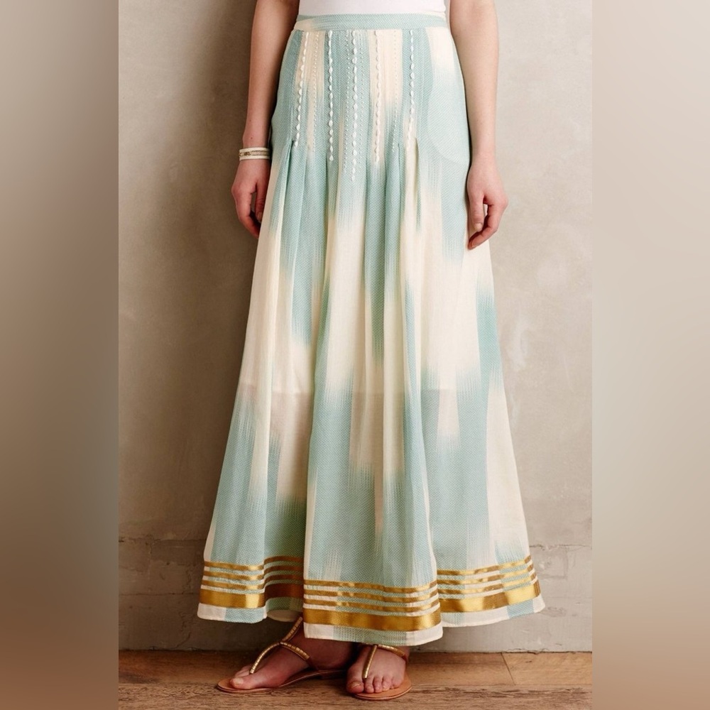 FLOREAT by ANTHROPOLOGIE Far Seas Maxi Skirt in Mint